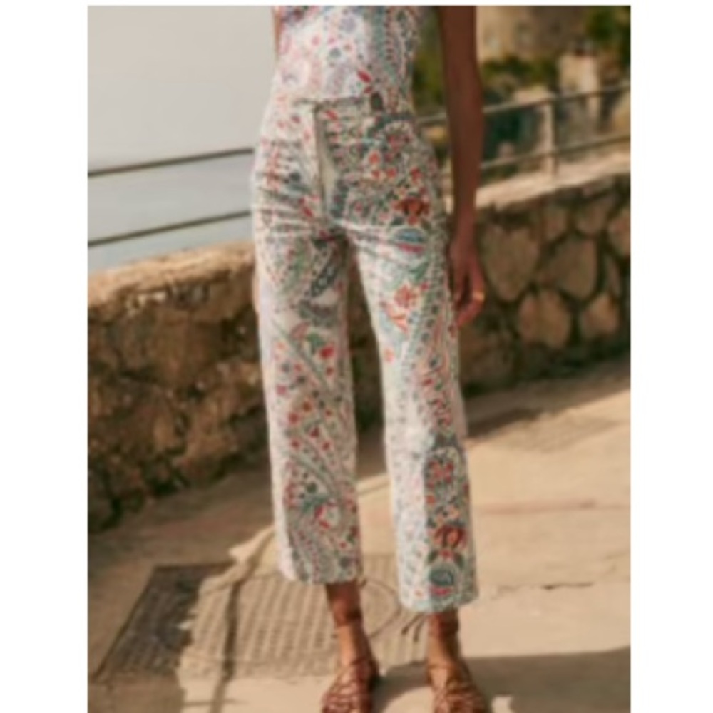 NWT Sézane Martin Crop Trousers in Milo Print FR38/US 6 New Gorgeous High Rise